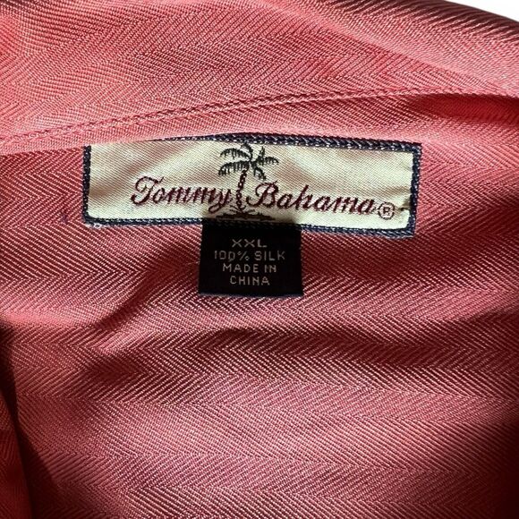 Tommy Bahama Relax Button Down 100% Silk Salmon Hawaiian Shirt Men’s Size XXL - Picture 3 of 6